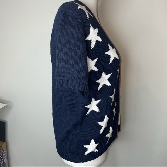 Patriotic USA Women's American Flag Knit Cardigan Sweater Red White Blue Small - Picture 4 of 10